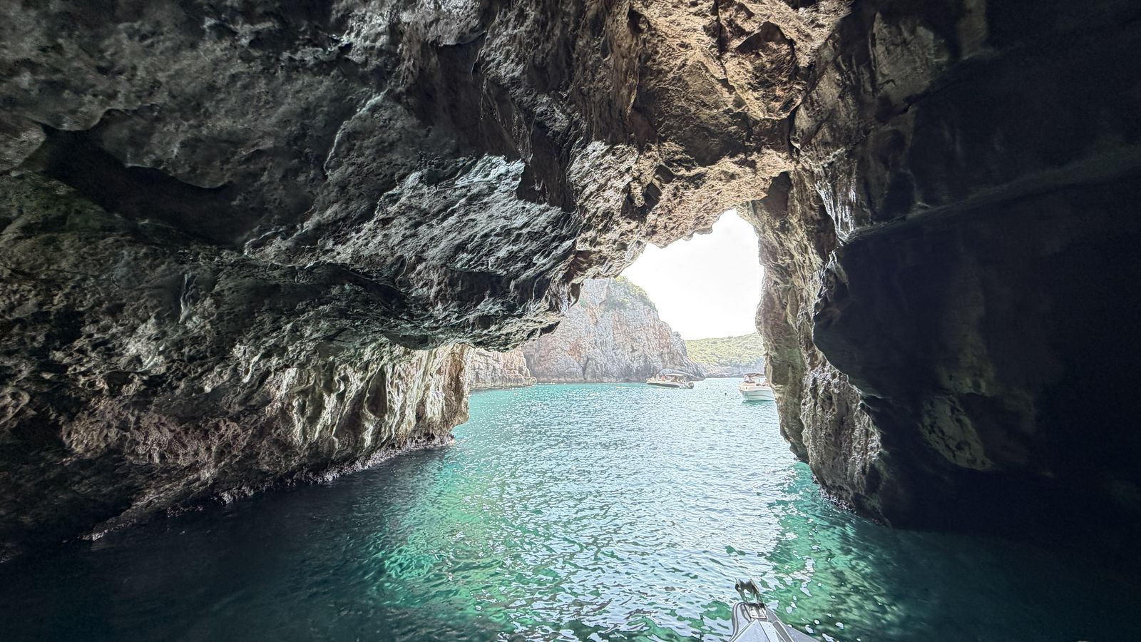 Glowing turquoise water inside the Blue Cave near Herceg Novi, Montenegro