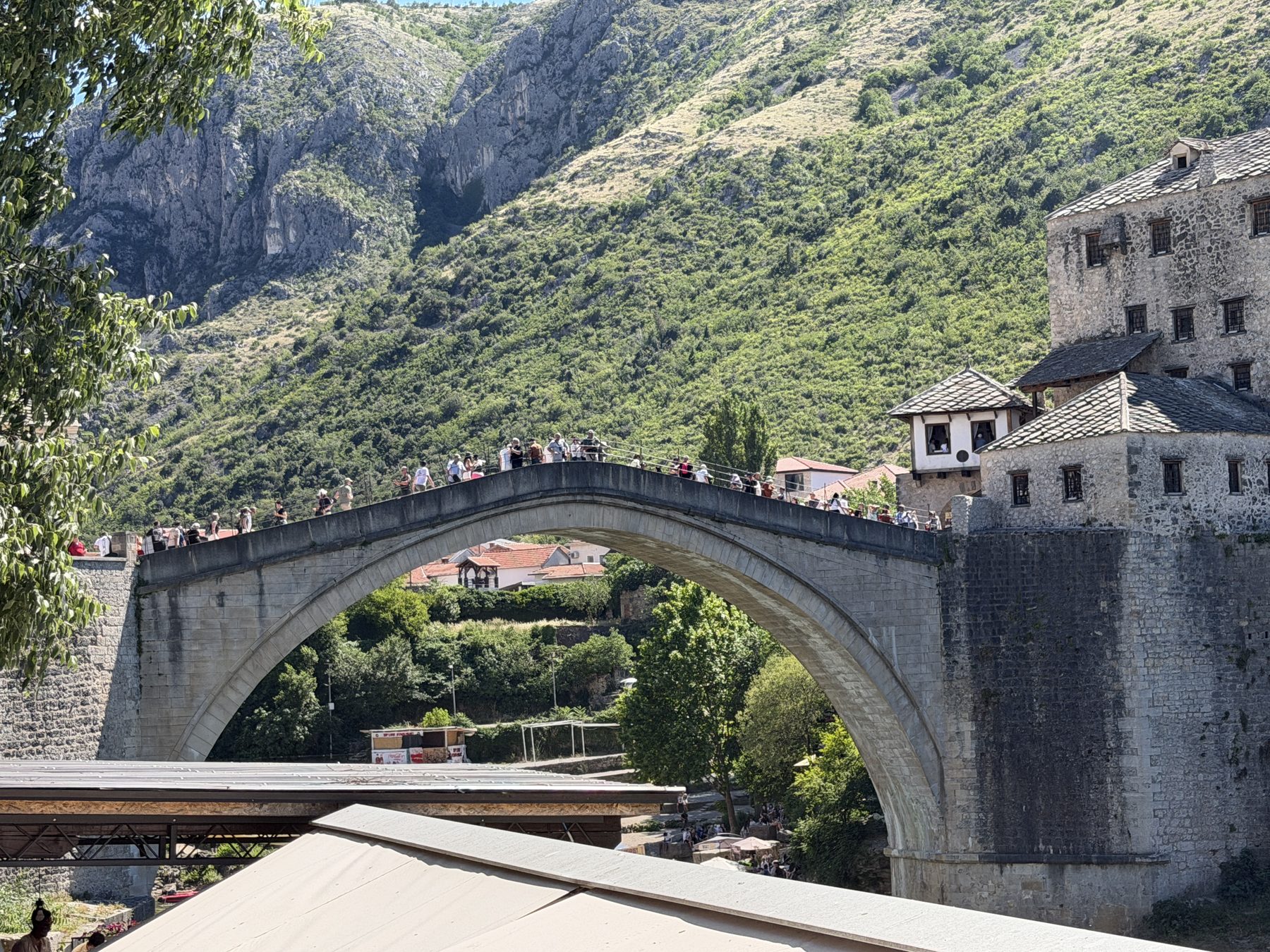 The Ottoman-era Stari Most arching over the Neretva river gorge at Mostar, Bosnia