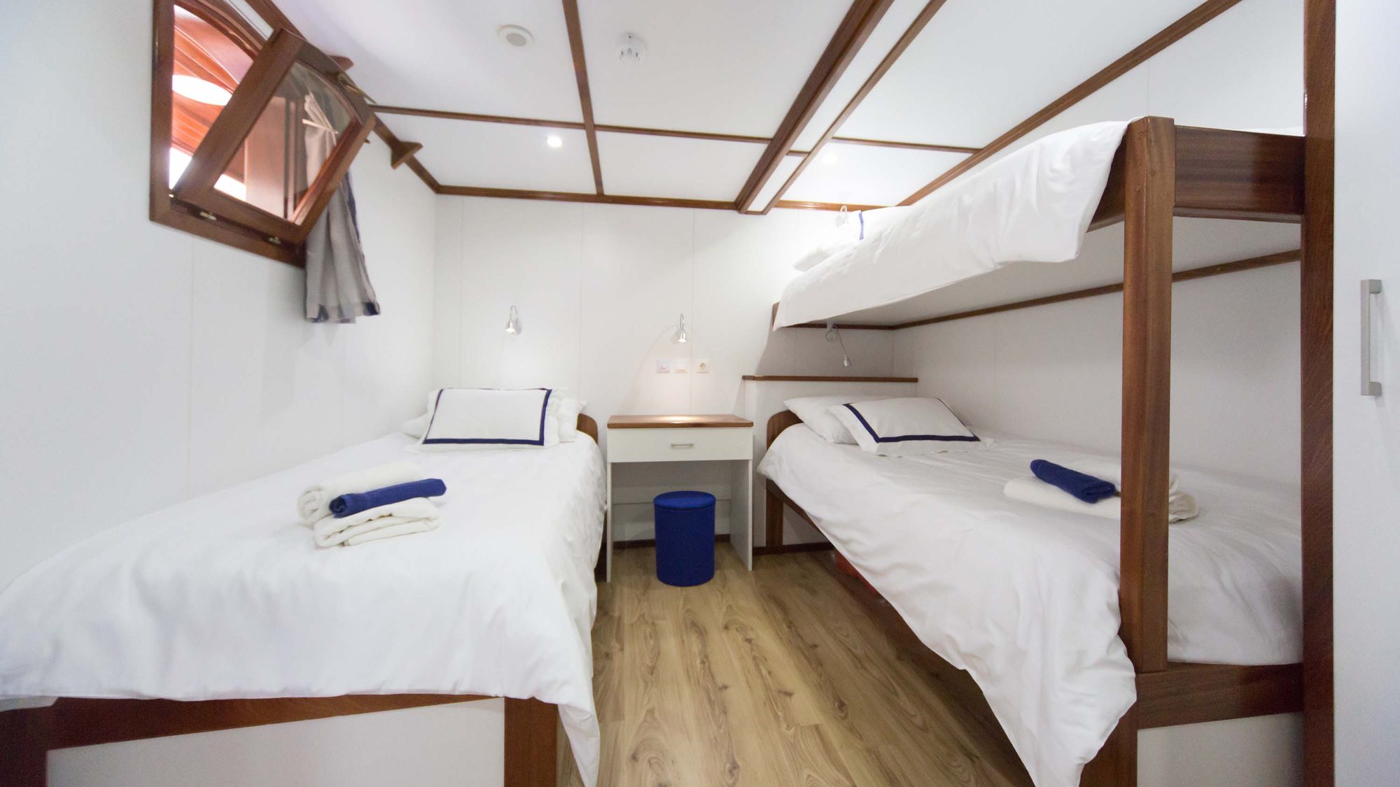 A main-deck cabin aboard the MS Splendid made up as a twin, with its own window and en suite