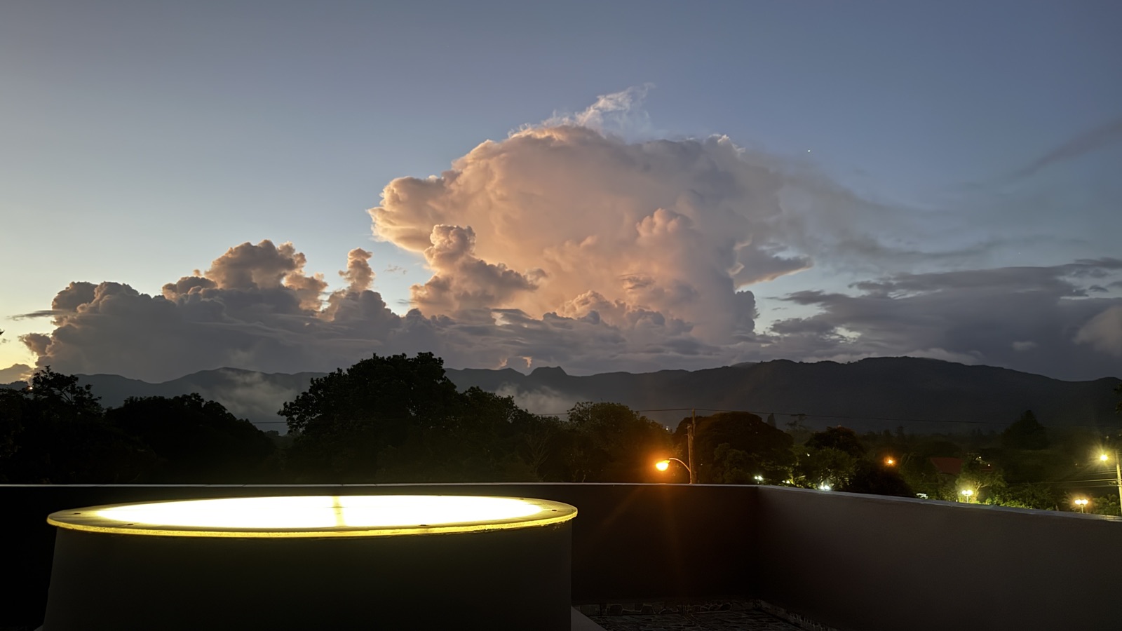 Towering sunset clouds over El Valle, Panama