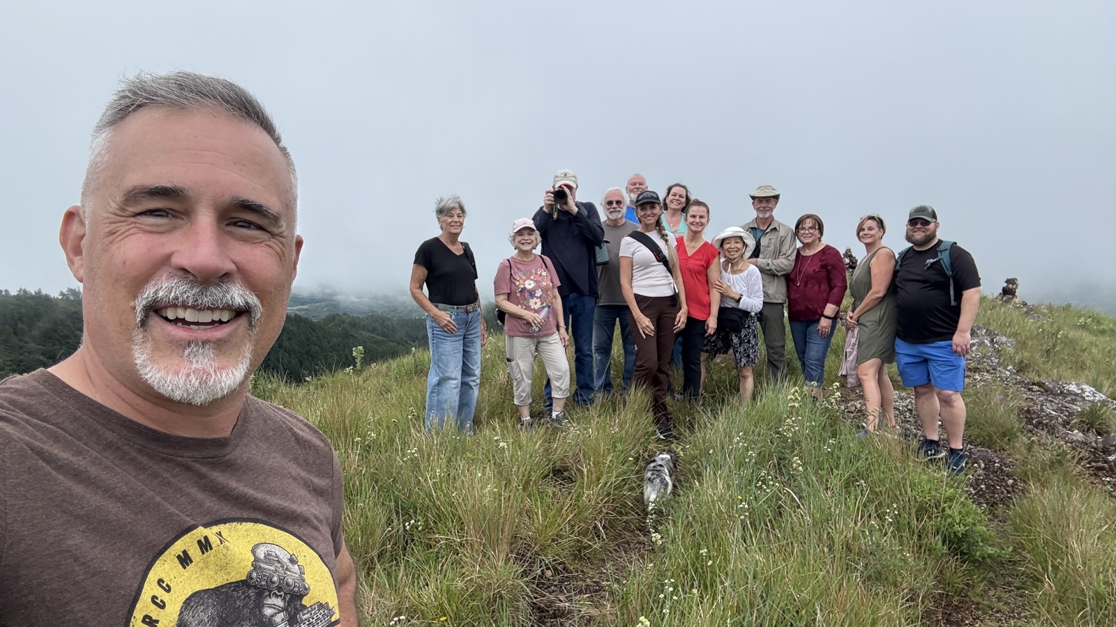Group on a misty Panama ridge
