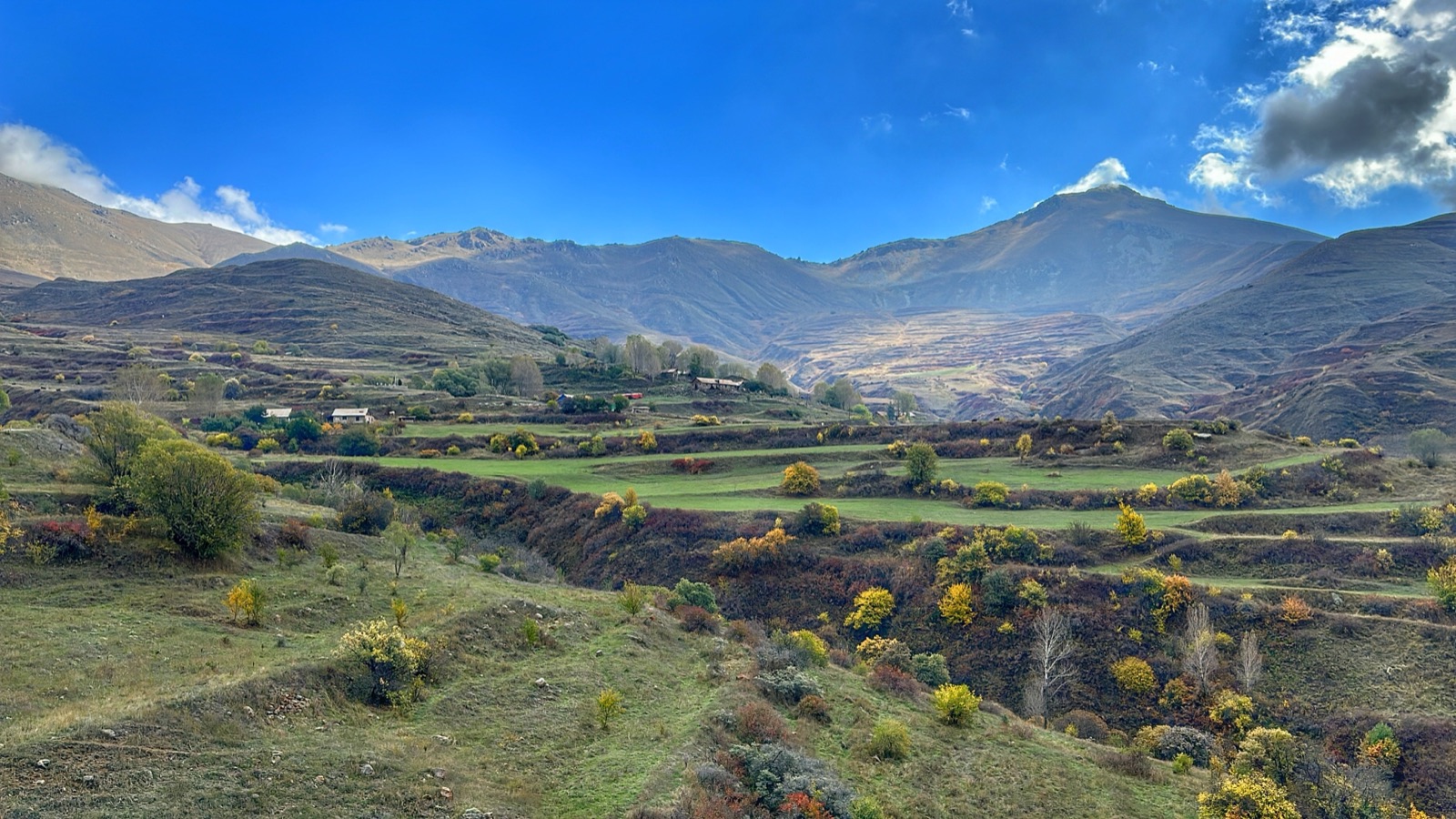 Autumn valley with peak in distance, Armenia